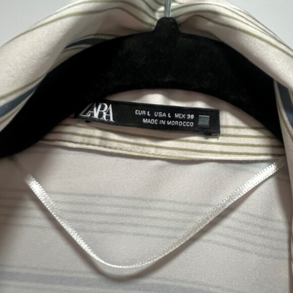 Zara Striped Satin Shirt Dress - Picture 2 of 4